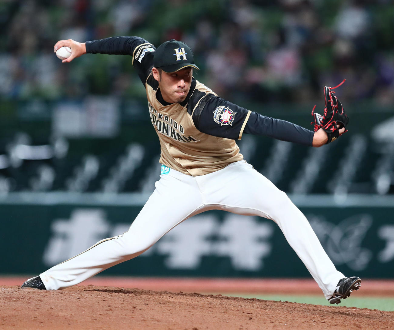 西武対日本ハム　日本ハム2番手の秋吉（撮影・足立雅史）