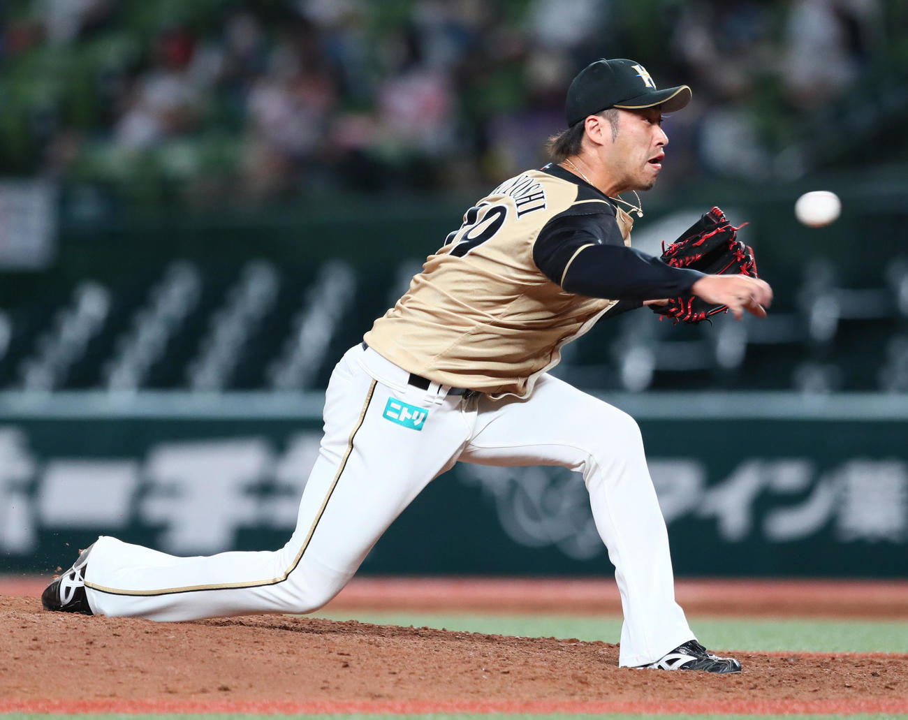 西武対日本ハム　日本ハム2番手の秋吉（撮影・足立雅史）