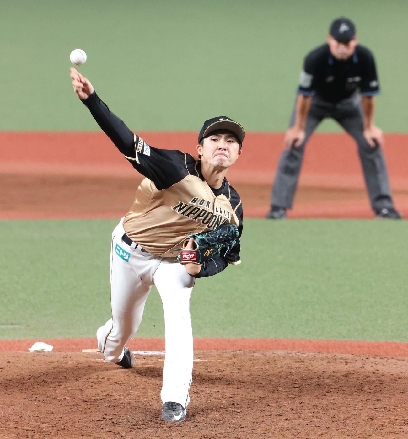 西武対日本ハム　日本ハム先発の上沢（撮影・佐藤翔太）