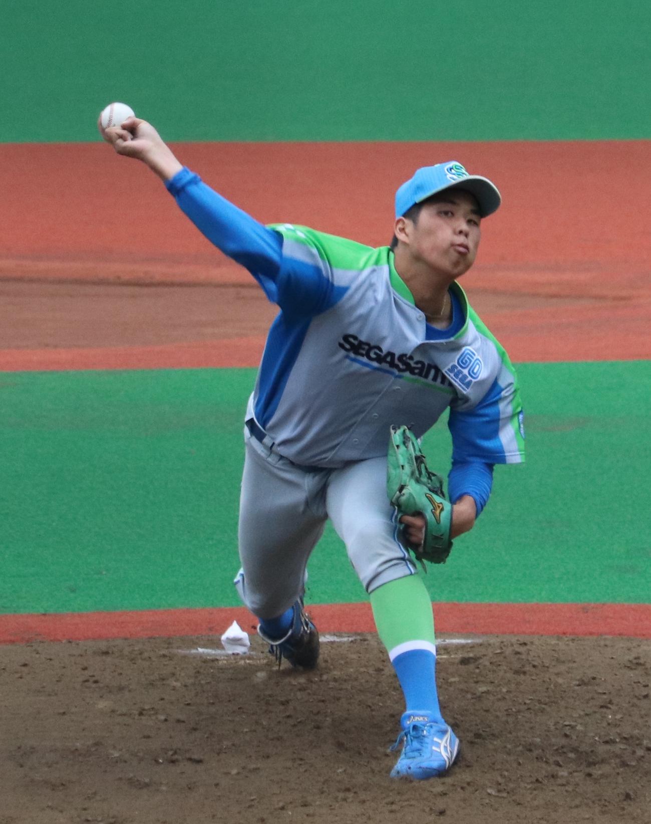 セガサミー対JR東日本　先発し、6回5安打無失点に抑えたセガサミー森井（撮影・古川真弥）