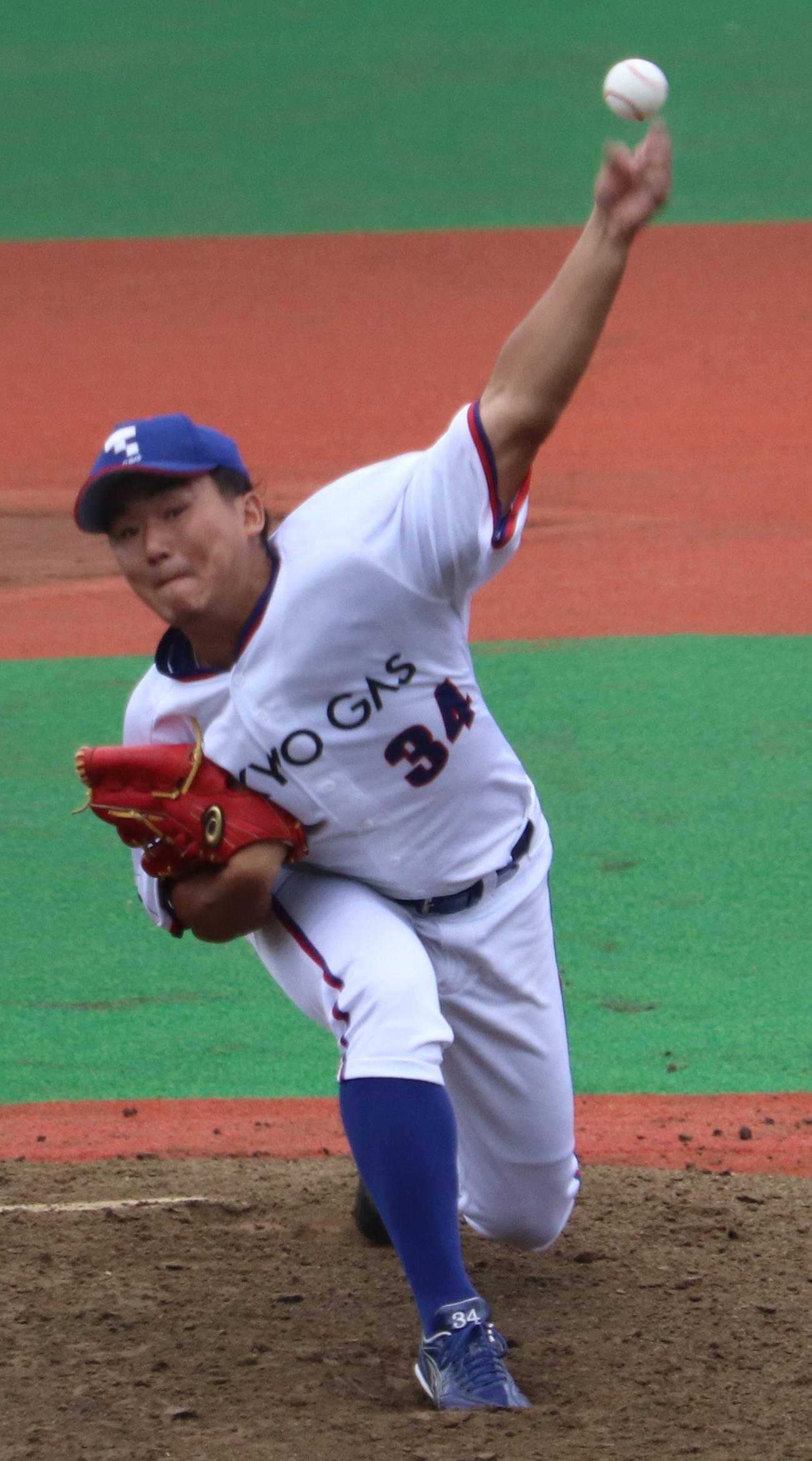REVENGE99対東京ガス　先発で7回3安打無失点だった東京ガス・高橋（撮影・古川真弥）
