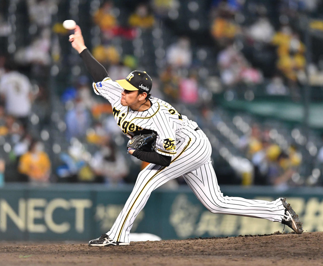 阪神対DeNA　8回に登板した、阪神3番手の小川（撮影・岩下翔太）