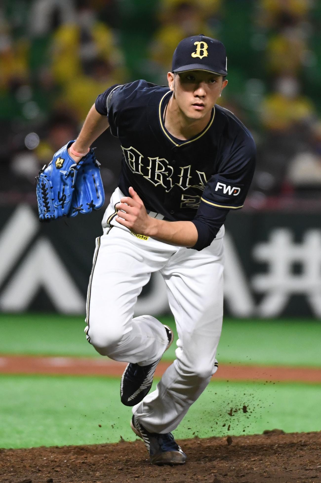 ソフトバンク対オリックス　先発の田嶋は5回を投げ5安打2失点と好投する（撮影・今浪浩三）