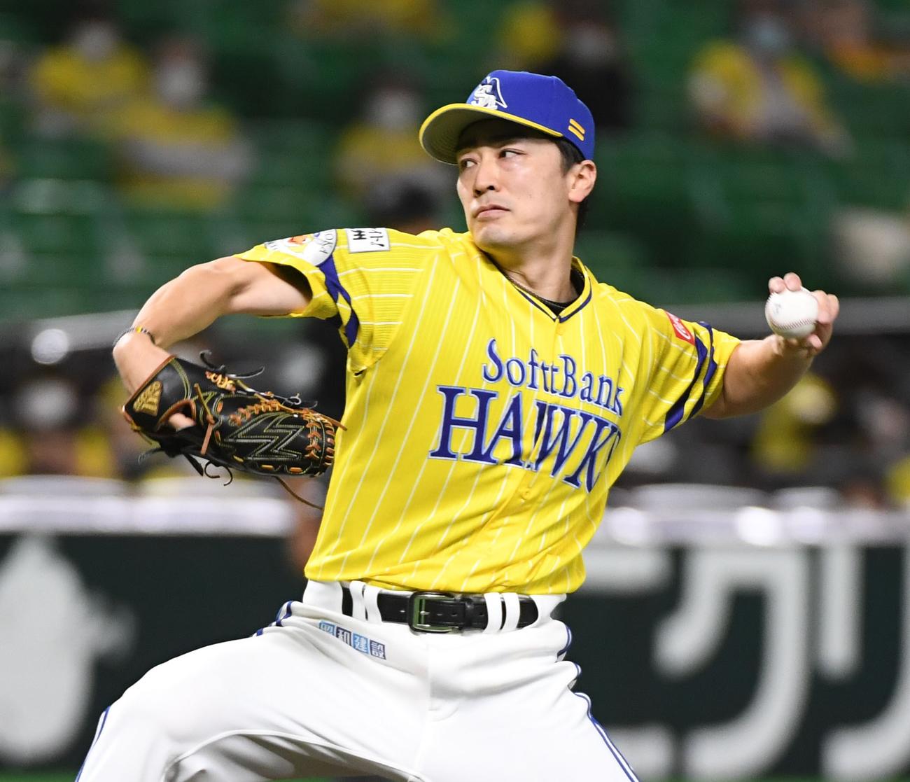 ソフトバンク対オリックス　先発の和田毅（撮影・今浪浩三）