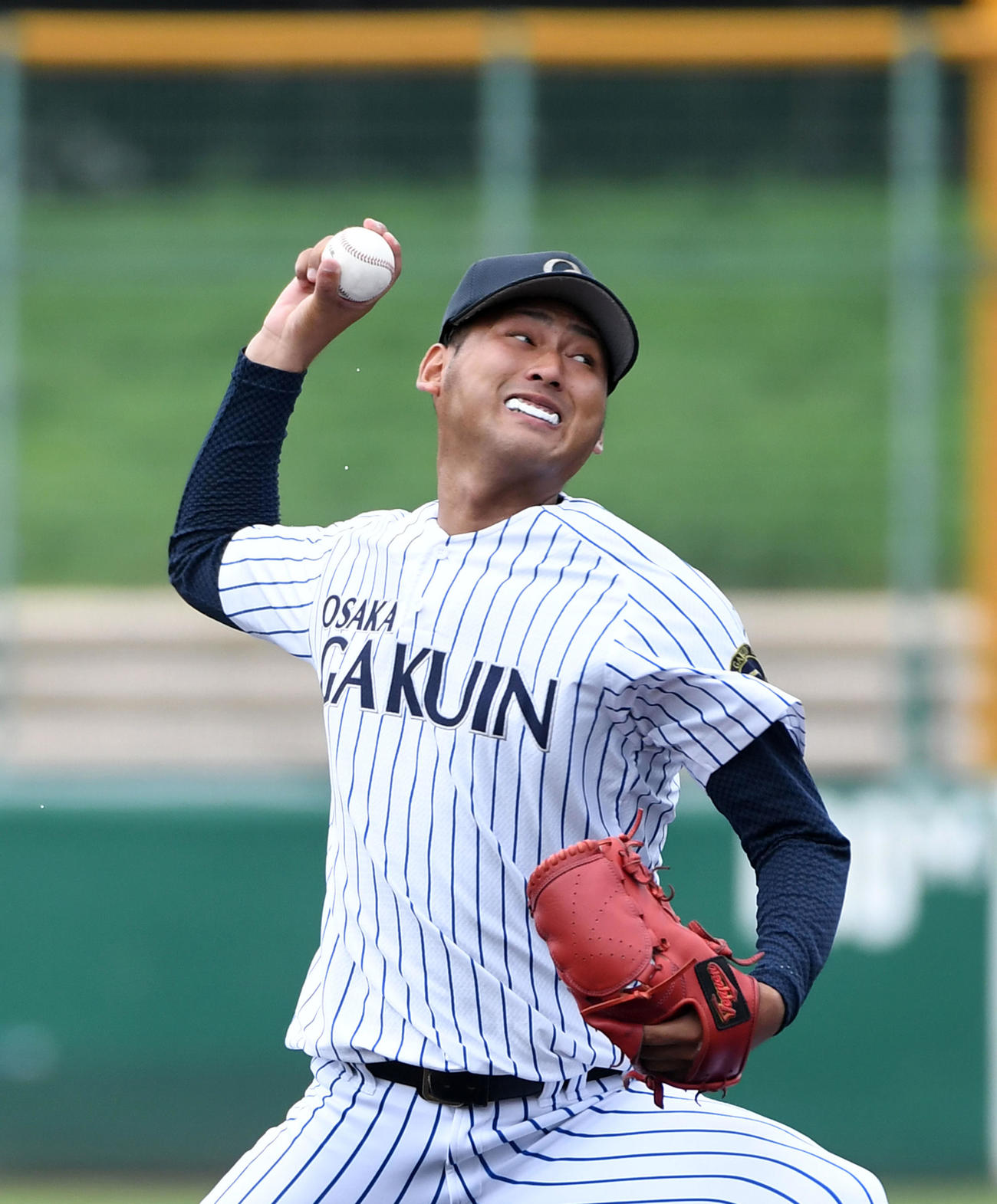 大経大対大院大　大経大相手に完投勝利の大院大・打田（撮影・前岡正明）