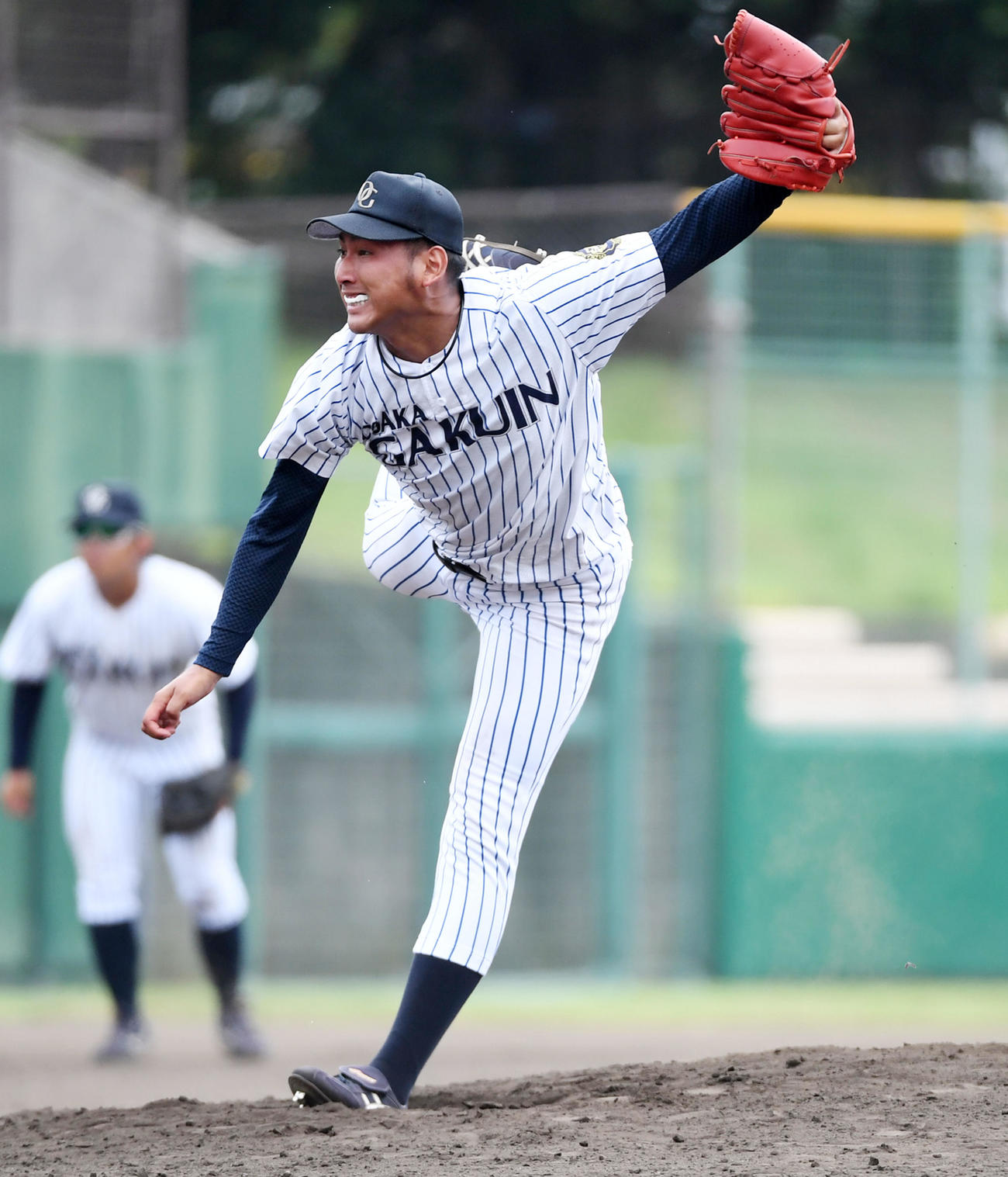 大経大対大院大　大経大相手に完投勝利の大院大・打田（撮影・前岡正明）