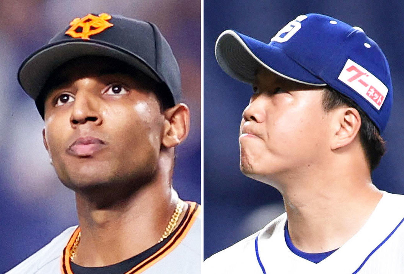巨人サンチェス、中日柳裕也（右）
