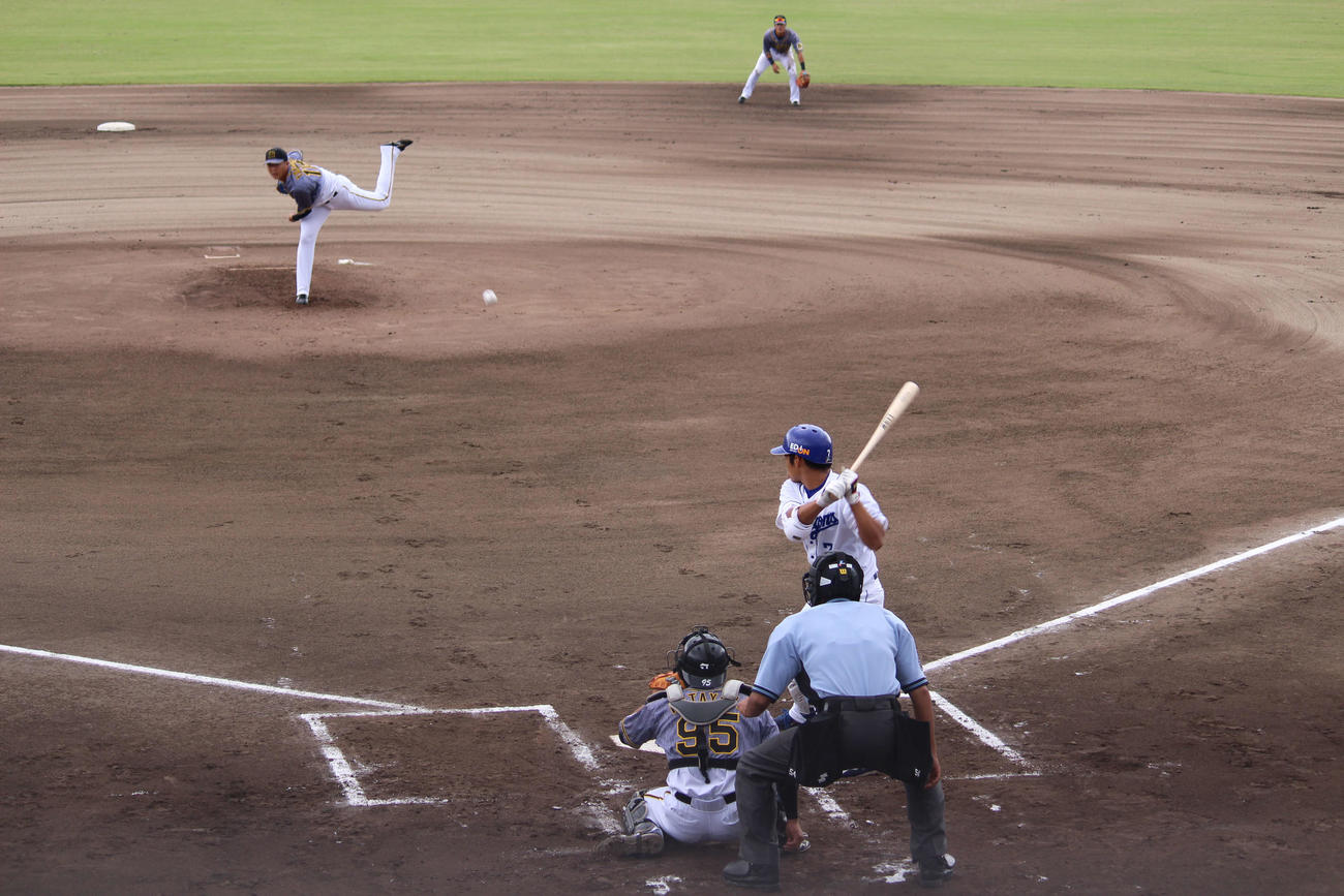 阪神横山はウエスタン・リーグ中日戦に先発。1回に3番根尾と対戦する（撮影・佐井陽介）