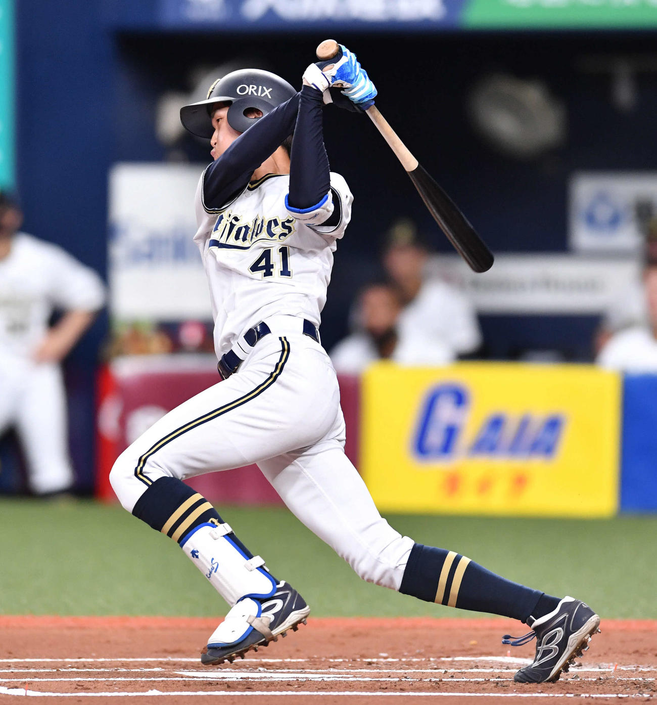 1回裏オリックス1死、佐野皓大は中前安打を放つ（撮影・岩下翔太）