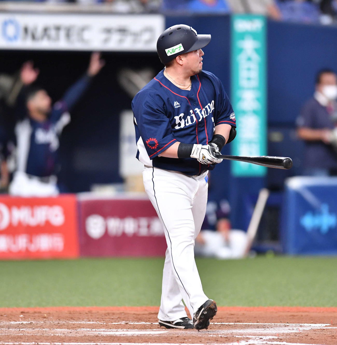 オリックス対西武21回戦　8回表西武2死三塁、山川穂高は勝ち越しの左越え2点本塁打を放つ（撮影・岩下翔太）