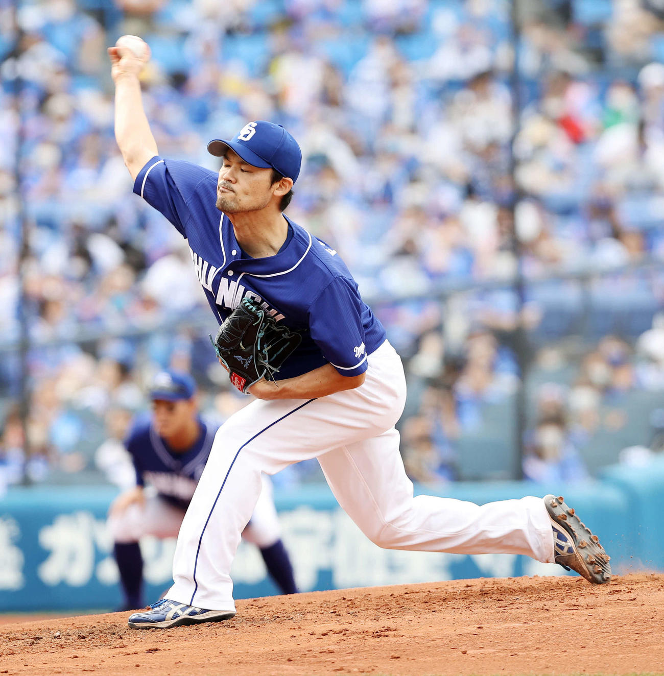 DeNA対中日　先発し力投する中日福谷（撮影・鈴木正人）
