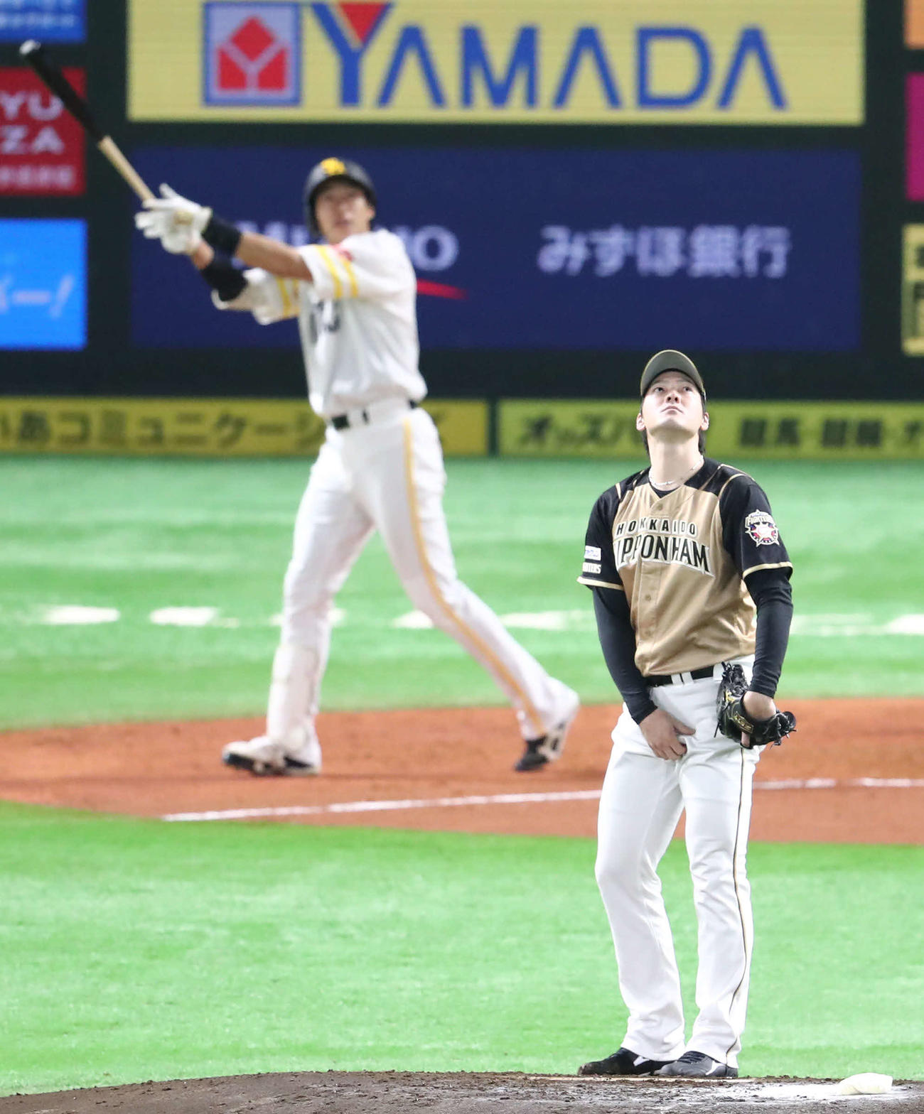 ソフトバンク対日本ハム　2回裏ソフトバンク無死、柳田に左越え先制本塁打を浴びた有原（撮影・梅根麻紀）