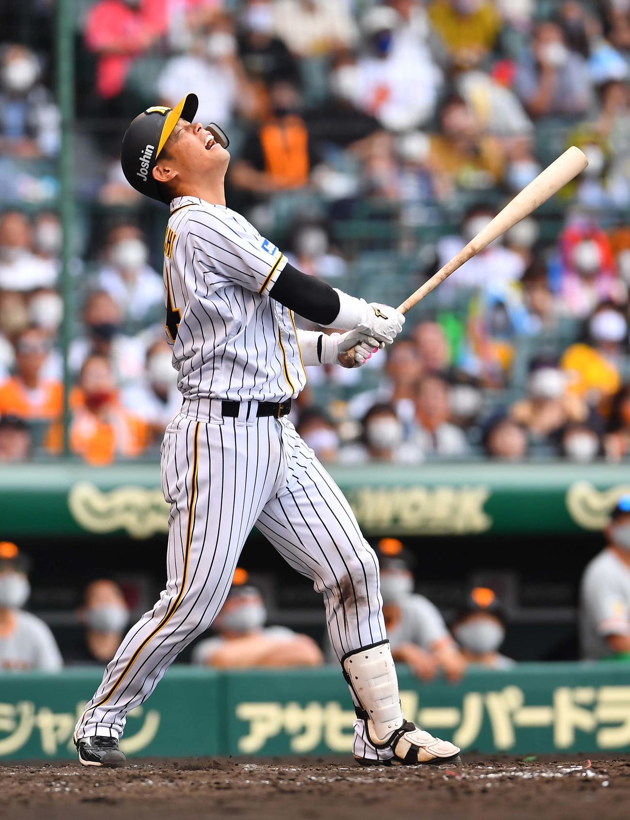 3回裏阪神1死満塁、一飛に倒れる原口文仁（撮影・上田博志）