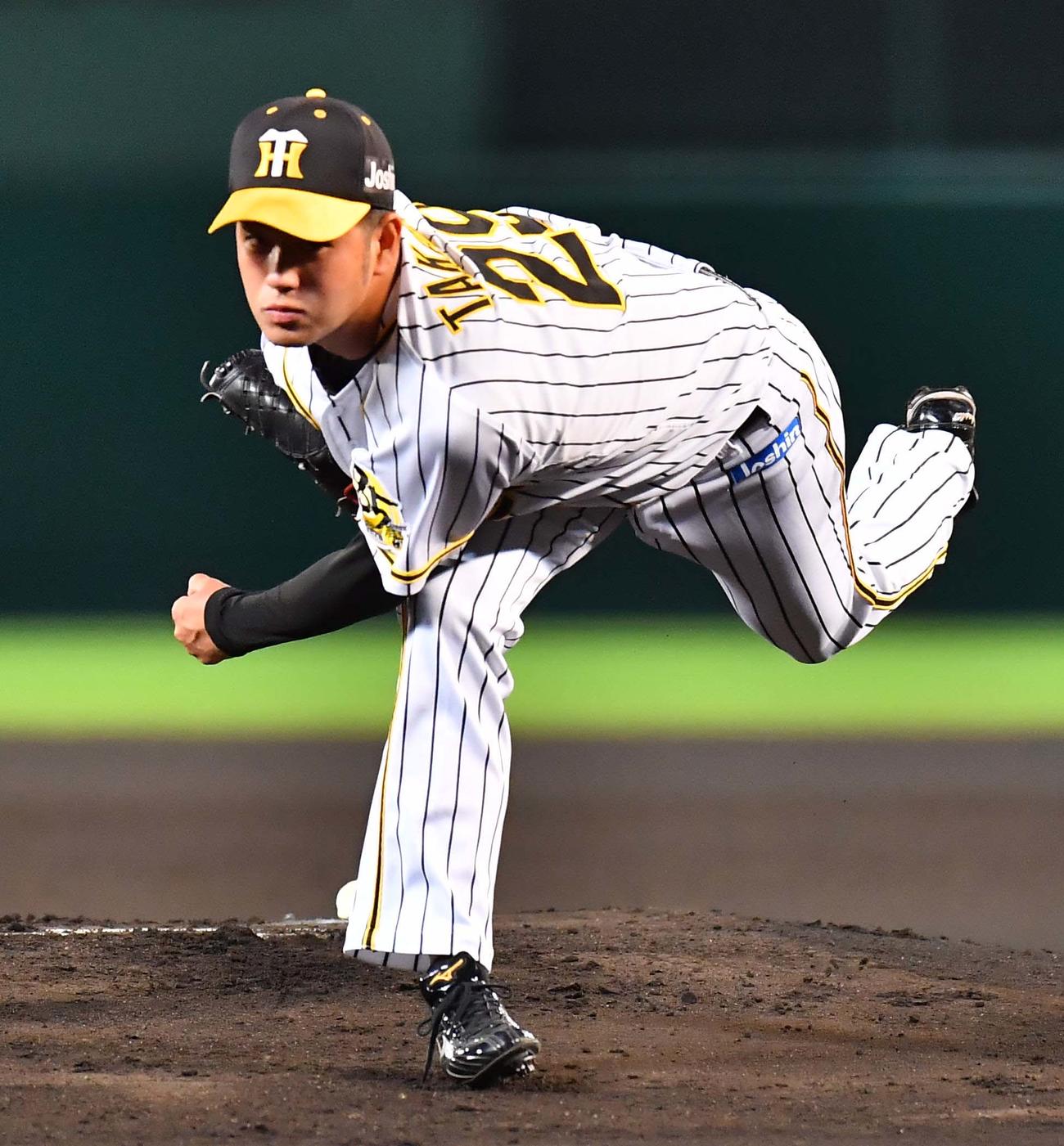 阪神対巨人　力投する阪神先発の高橋（撮影・上田博志）