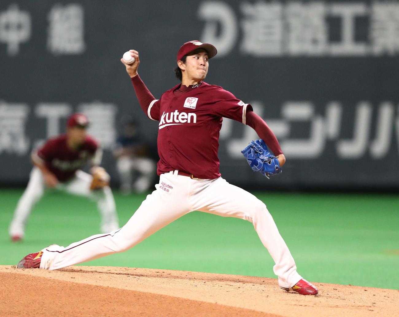 日本ハム対楽天　楽天先発の岸（撮影・黒川智章）