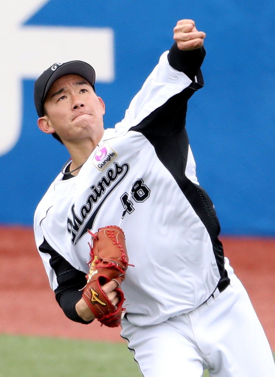 ロッテ中村稔弥（2020年3月7日撮影）