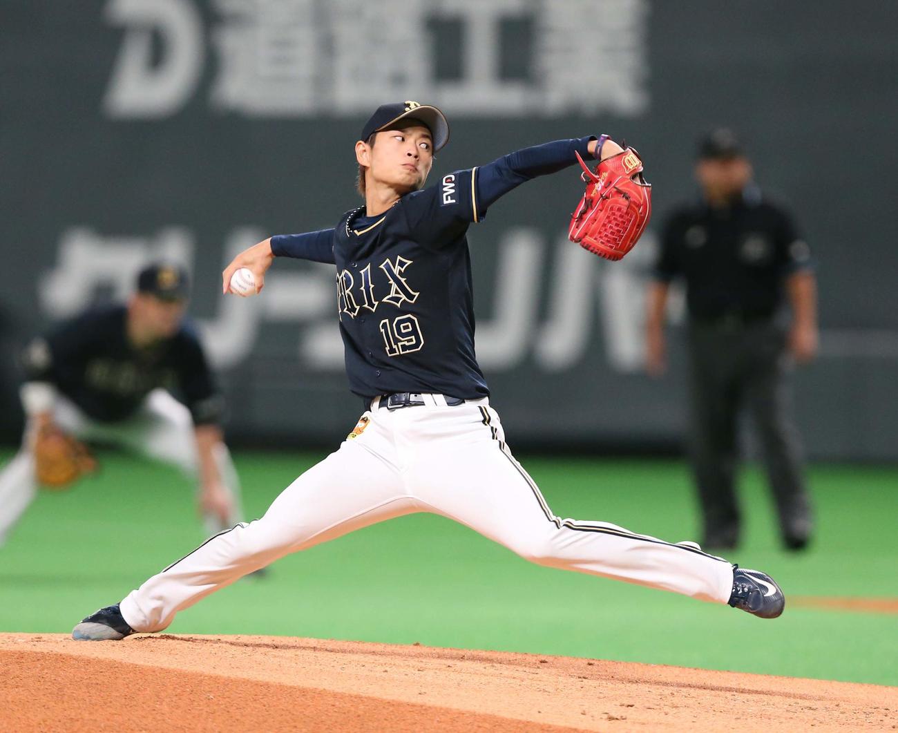 日本ハム対オリックス　オリックス先発の山岡（撮影・黒川智章）
