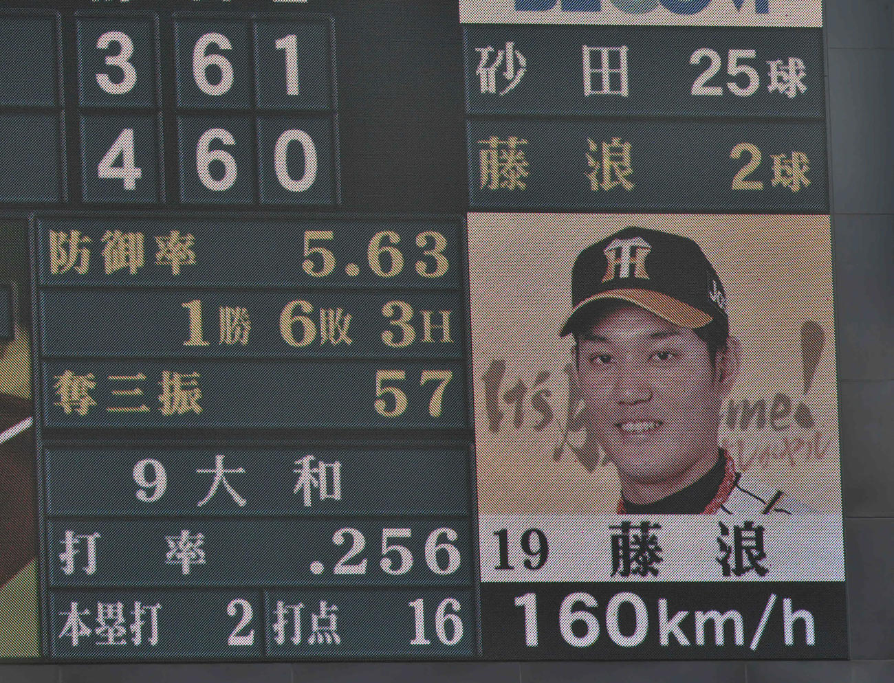 8回表DeNA無死、大和へ投じた2球目に160キロを計測した藤浪晋太郎（撮影・岩下翔太）