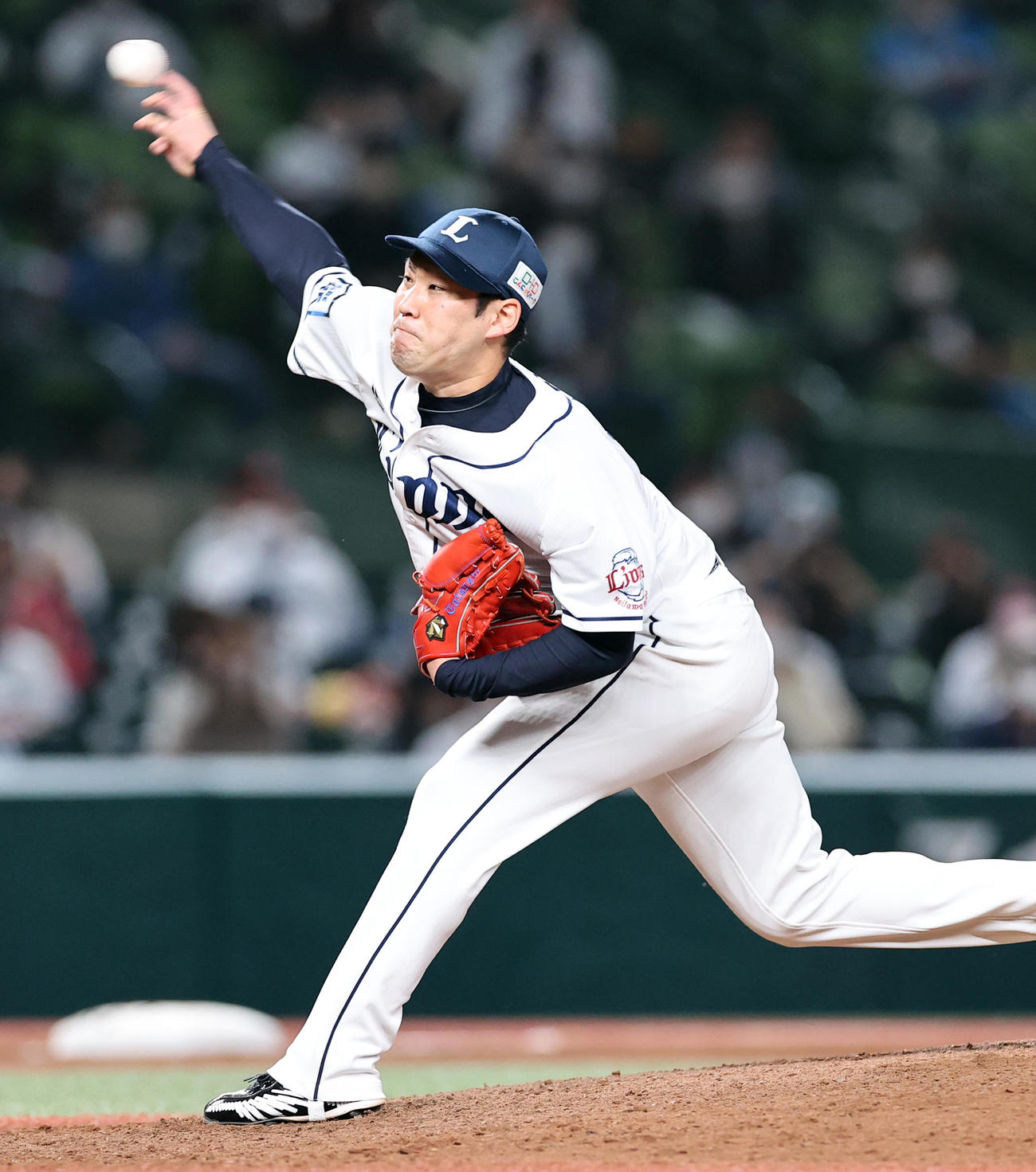 西武対オリックス　9回表オリックスの攻撃で登板した増田（撮影・浅見桂子）
