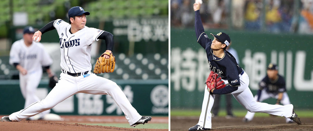 西武十亀剣（左）とオリックス張奕