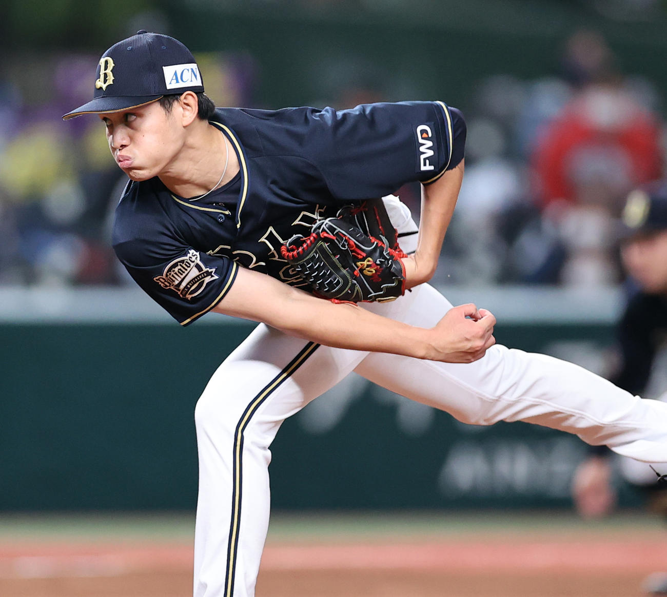 西武対オリックス　力投するオリックス先発の張奕（撮影・浅見桂子）