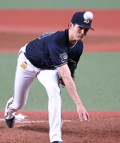 西武対オリックス　力投するオリックス先発の張奕（撮影・浅見桂子）