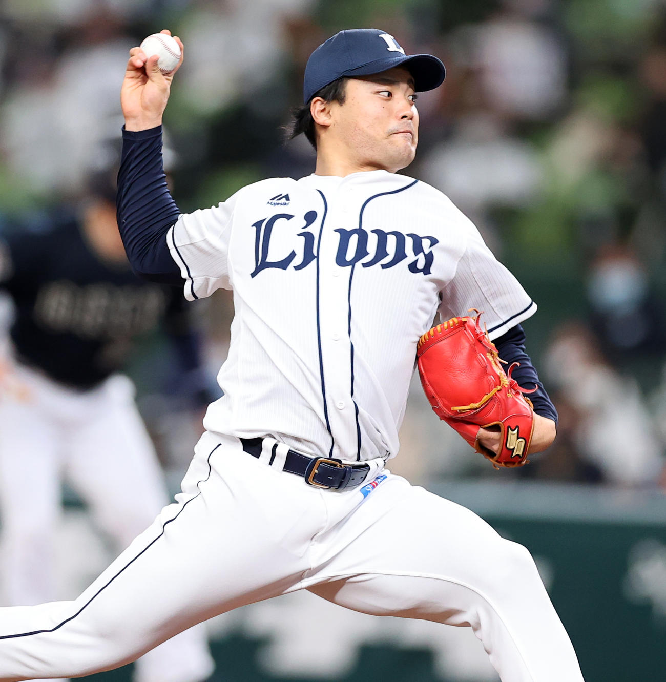 西武対オリックス　力投する西武先発の松本（撮影・浅見桂子）