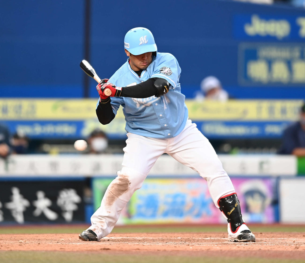 ロッテ対日本ハム　8回裏ロッテ1死二、三塁、見逃し三振に倒れる井上（撮影・鈴木みどり）