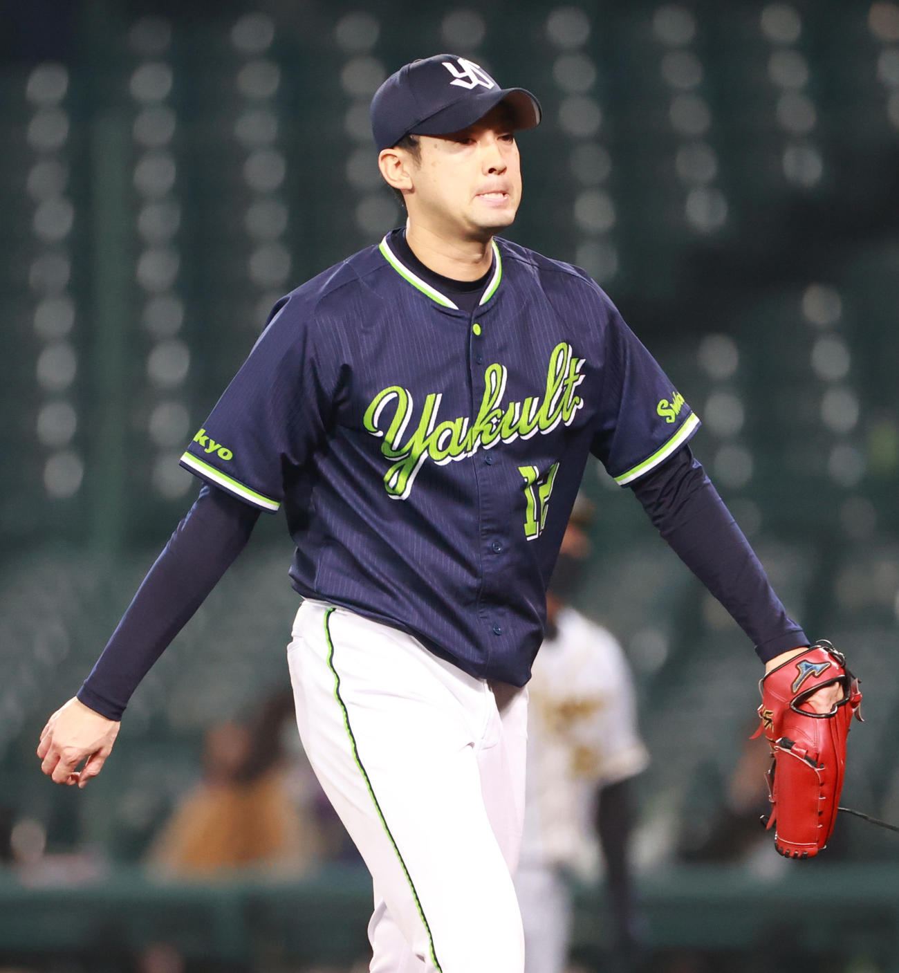 阪神対ヤクルト　9回、無失点に抑える石山泰稚（撮影・清水貴仁）