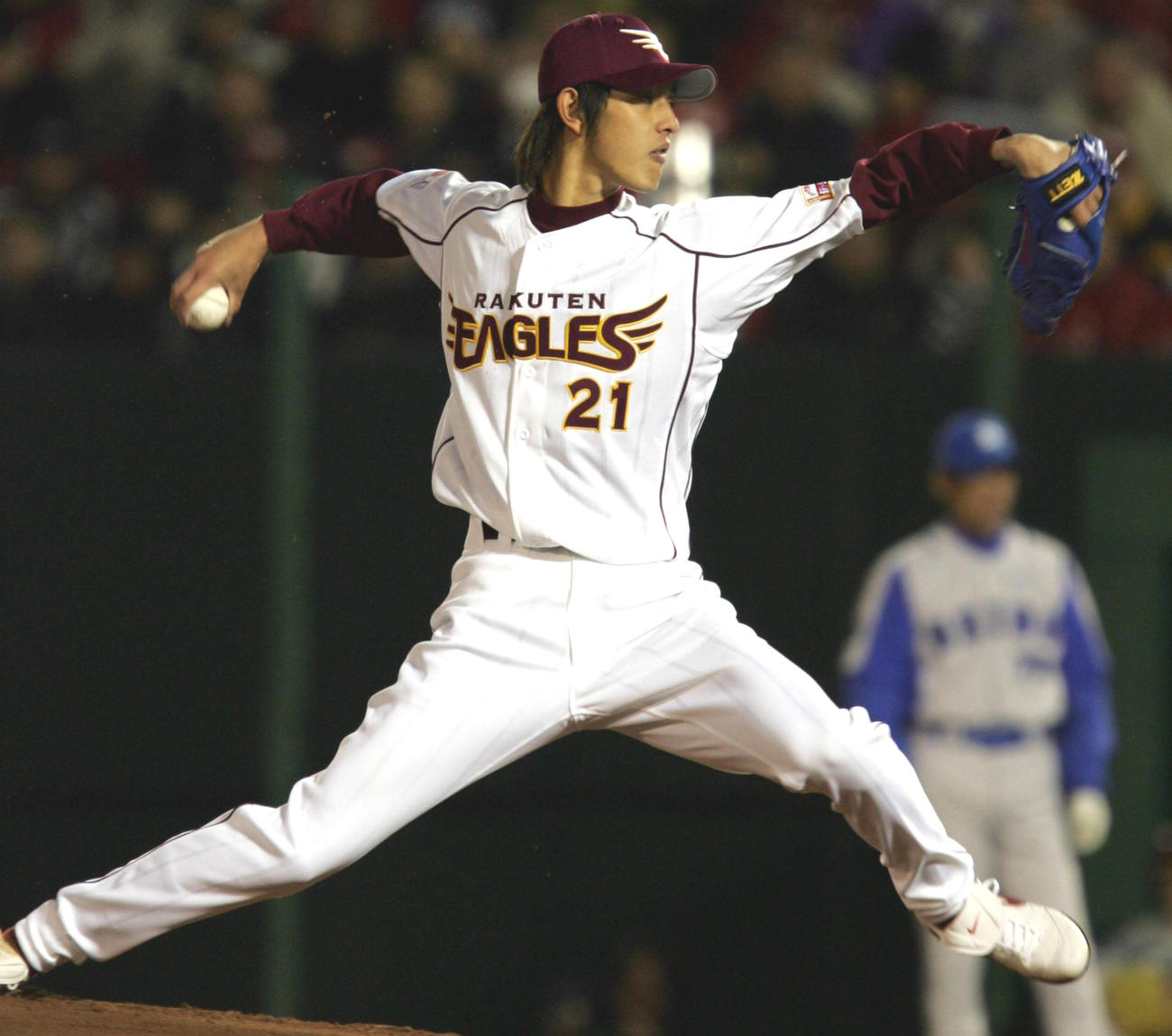 楽天対西武　楽天先発の岩隈久志（05年4月1日撮影）