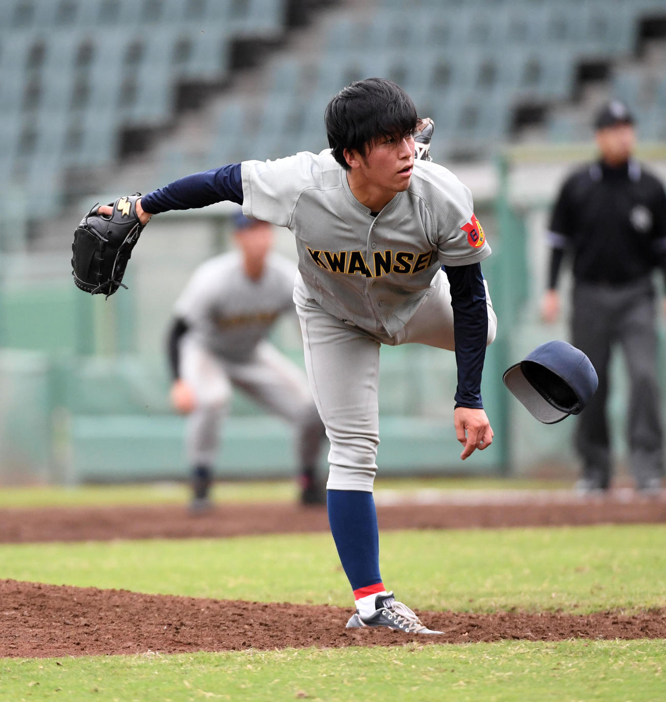 京大対関学大　京大を完封した関学大・黒原（撮影・前岡正明）