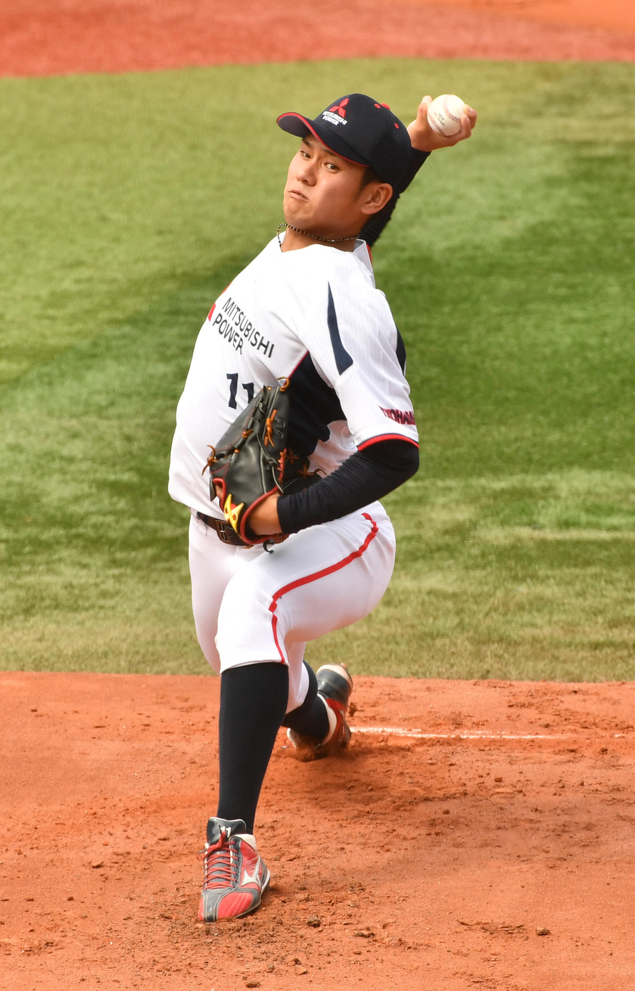 都市対抗代表決定リーグ　ENEOS戦に先発した三菱パワー・伊藤（20年9月16日撮影）