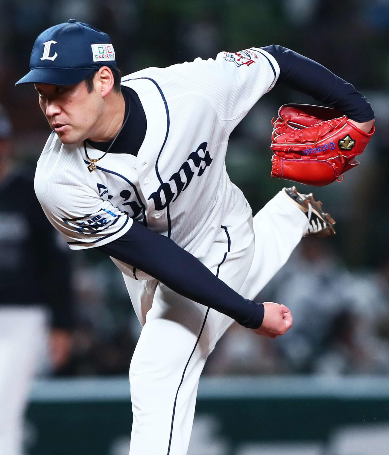 西武対ロッテ　勝利投手の西武増田（撮影・足立雅史）