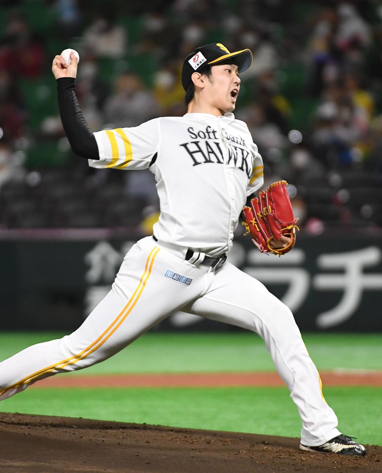 ソフトバンク対西武　ソフトバンク先発の石川（撮影・今浪浩三）