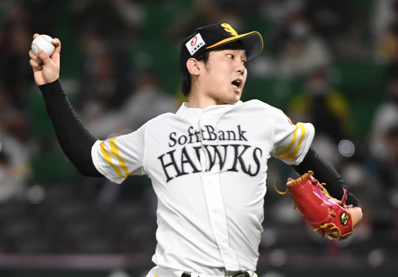 ソフトバンク対西武　ソフトバンク先発の石川（撮影・今浪浩三）