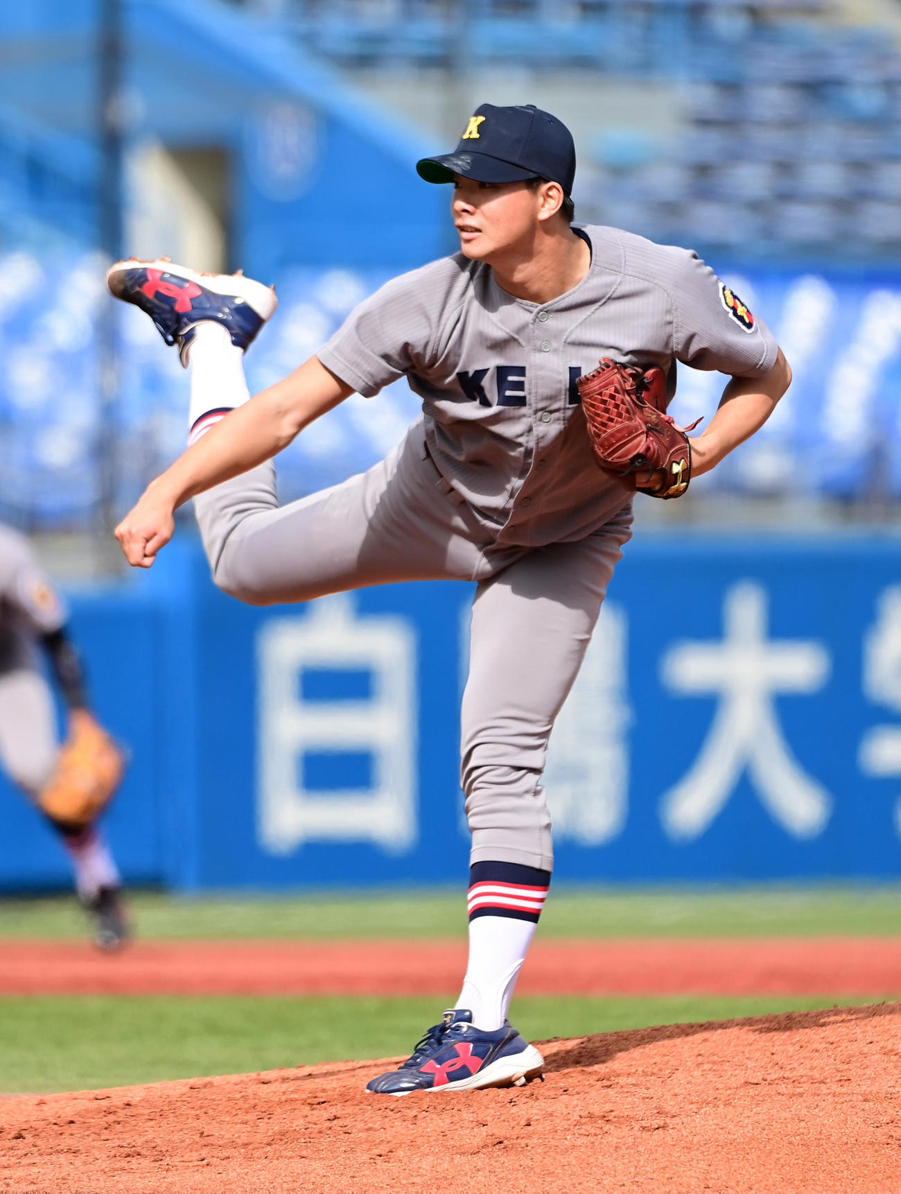慶大対法大　慶大先発の木沢尚文（撮影・小沢裕）