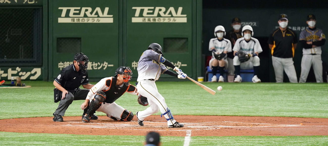 巨人対阪神　2回表阪神2死二塁、右前適時打を放つ近本（撮影・鈴木みどり）