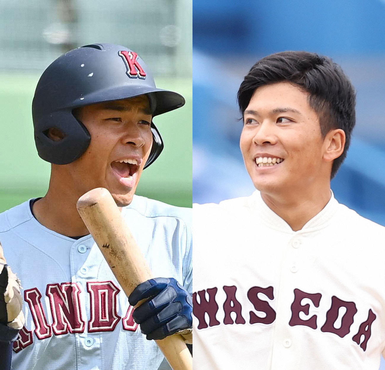 近大・佐藤輝明（左）と早大・早川隆久