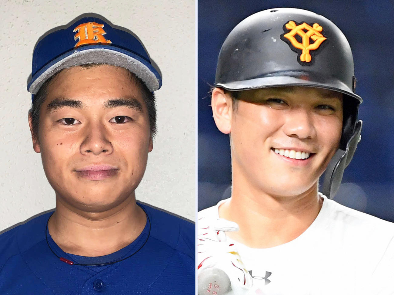 巨人育成6位指名の唐津商・坂本勇人（左）と巨人坂本勇人