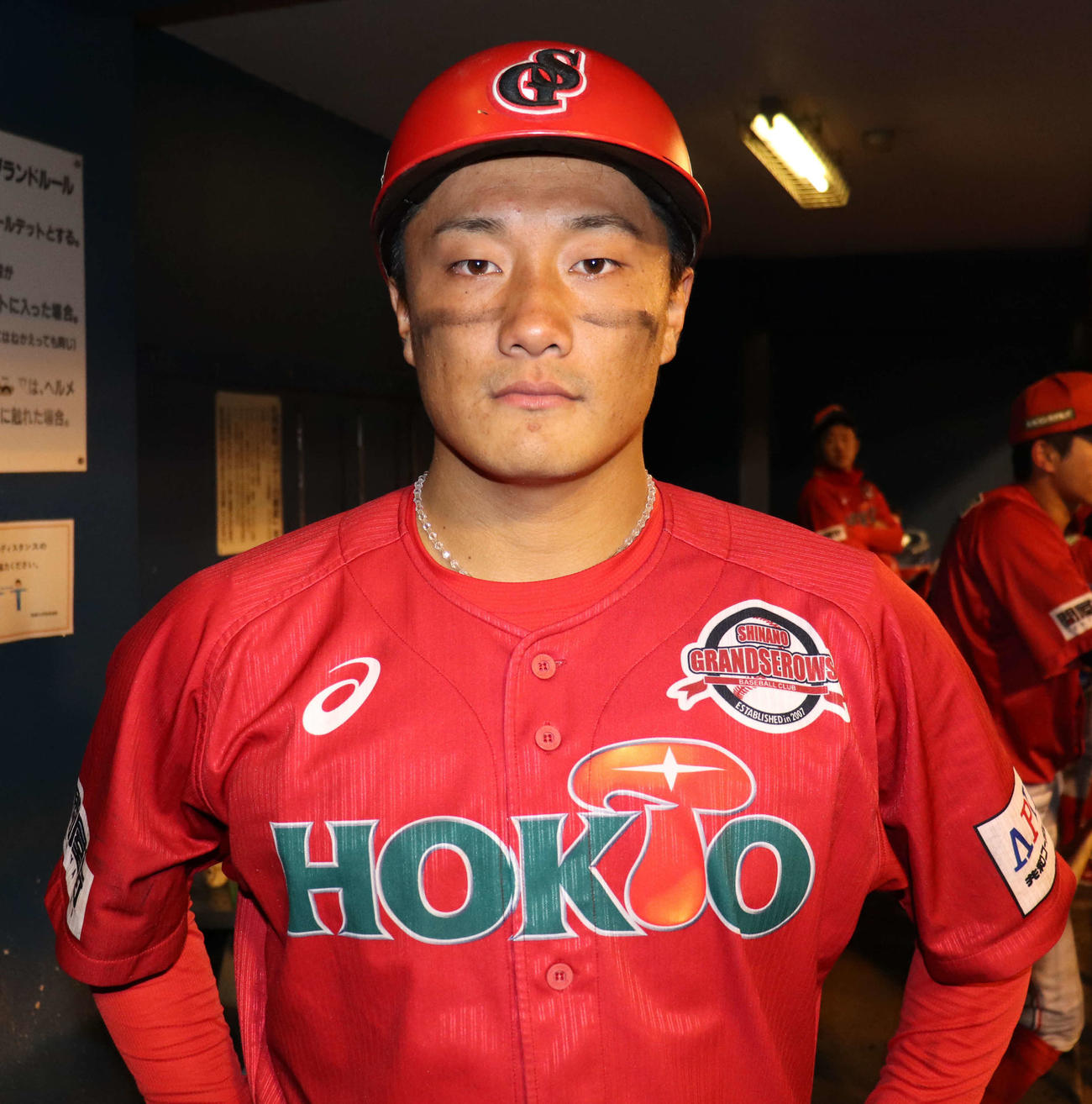 ルートインBCリーグ神奈川戦　敗戦しやや目を赤くする松井（撮影・小早川宗一郎）