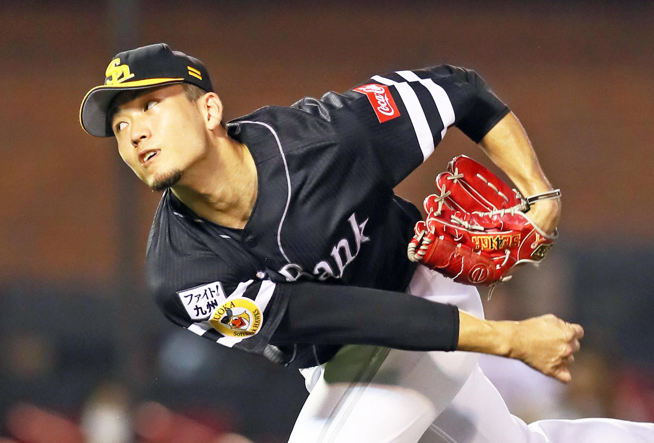 ソフトバンク千賀滉大（2020年9月8日撮影）