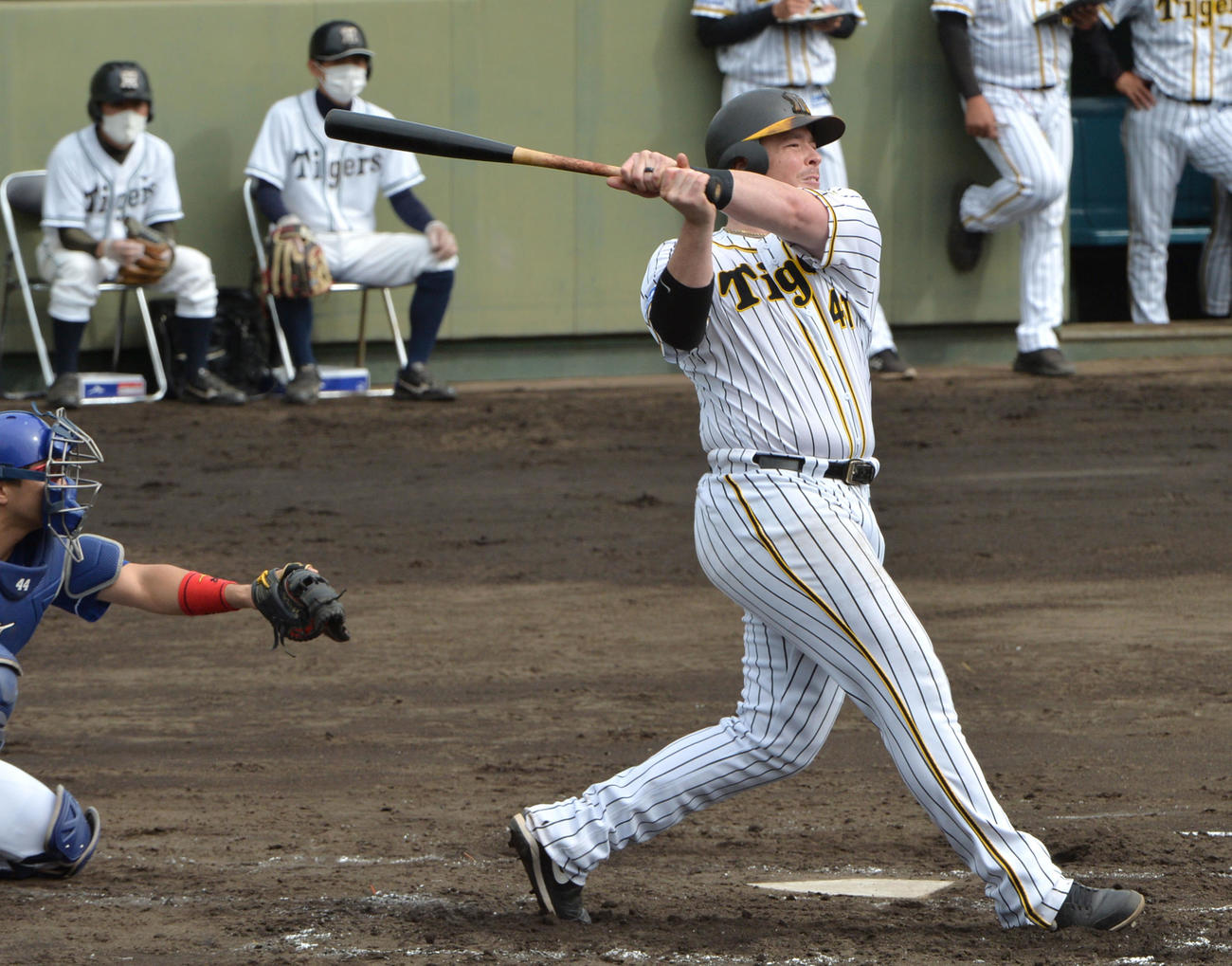 2軍中日戦で右前打をを放つボーア（代表撮影）