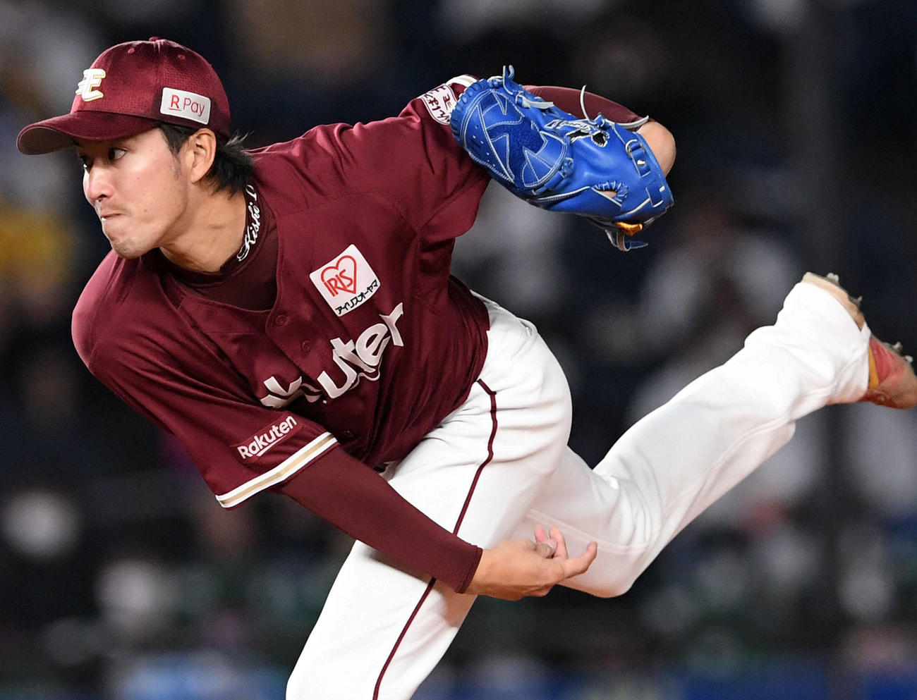 ロッテ対楽天　楽天先発の岸（撮影・滝沢徹郎）