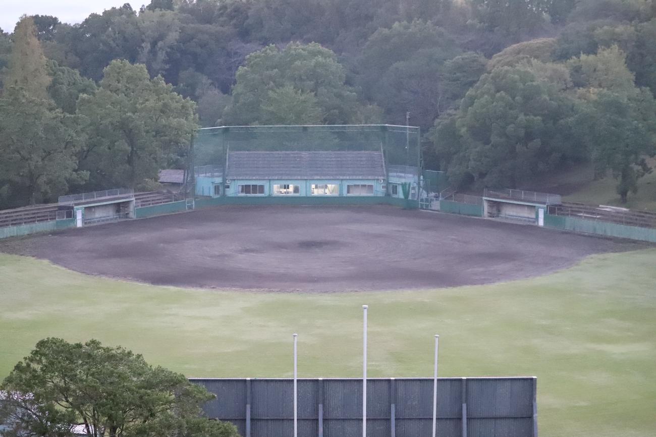 巨人戸郷翔征が幼少期に遊んだ旭ケ丘運動公園の中腹の野球場（撮影・久永壮真）