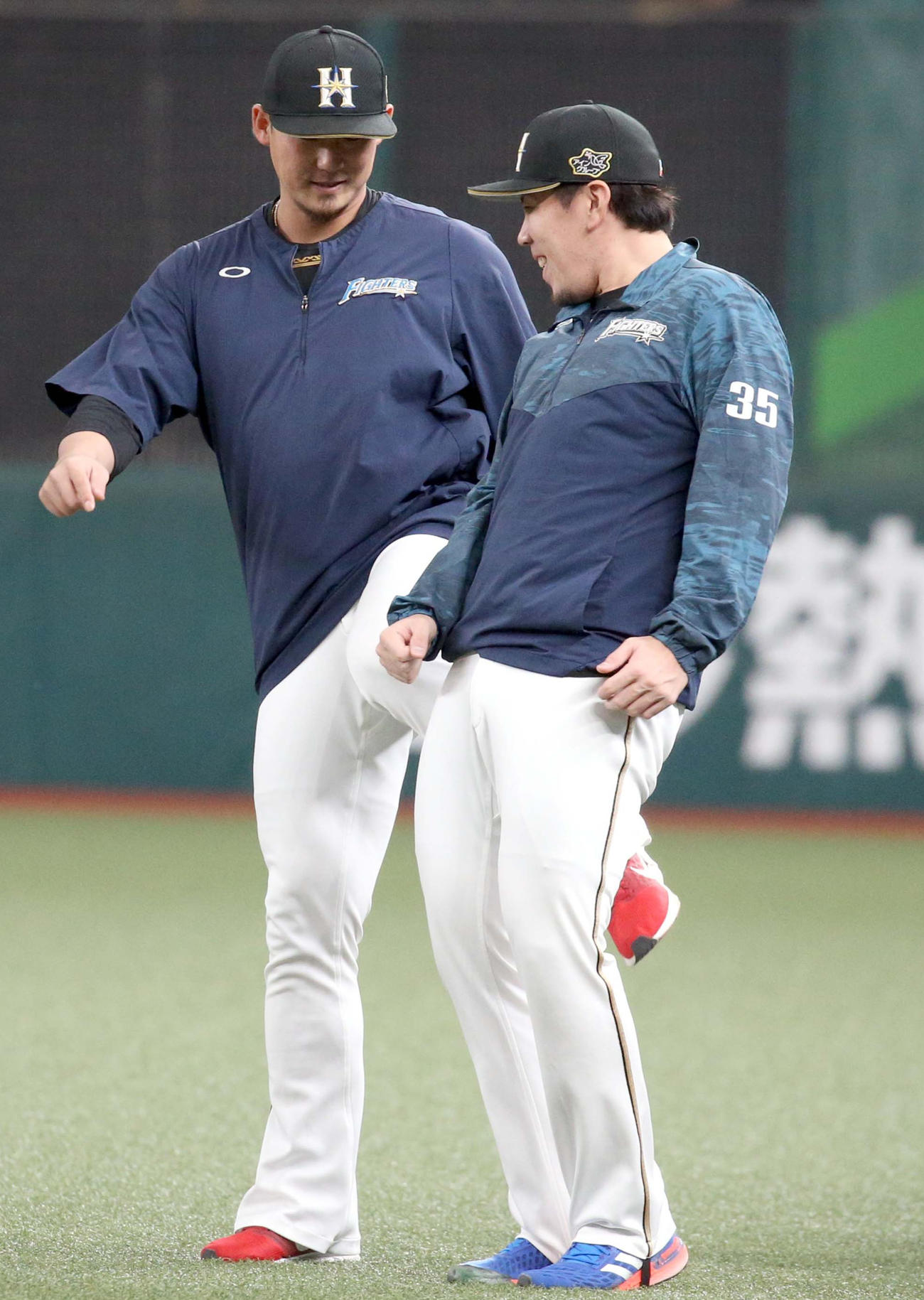 西武対日本ハム　日本ハム中田（左奥）に蹴られる西村（撮影・佐藤翔太）