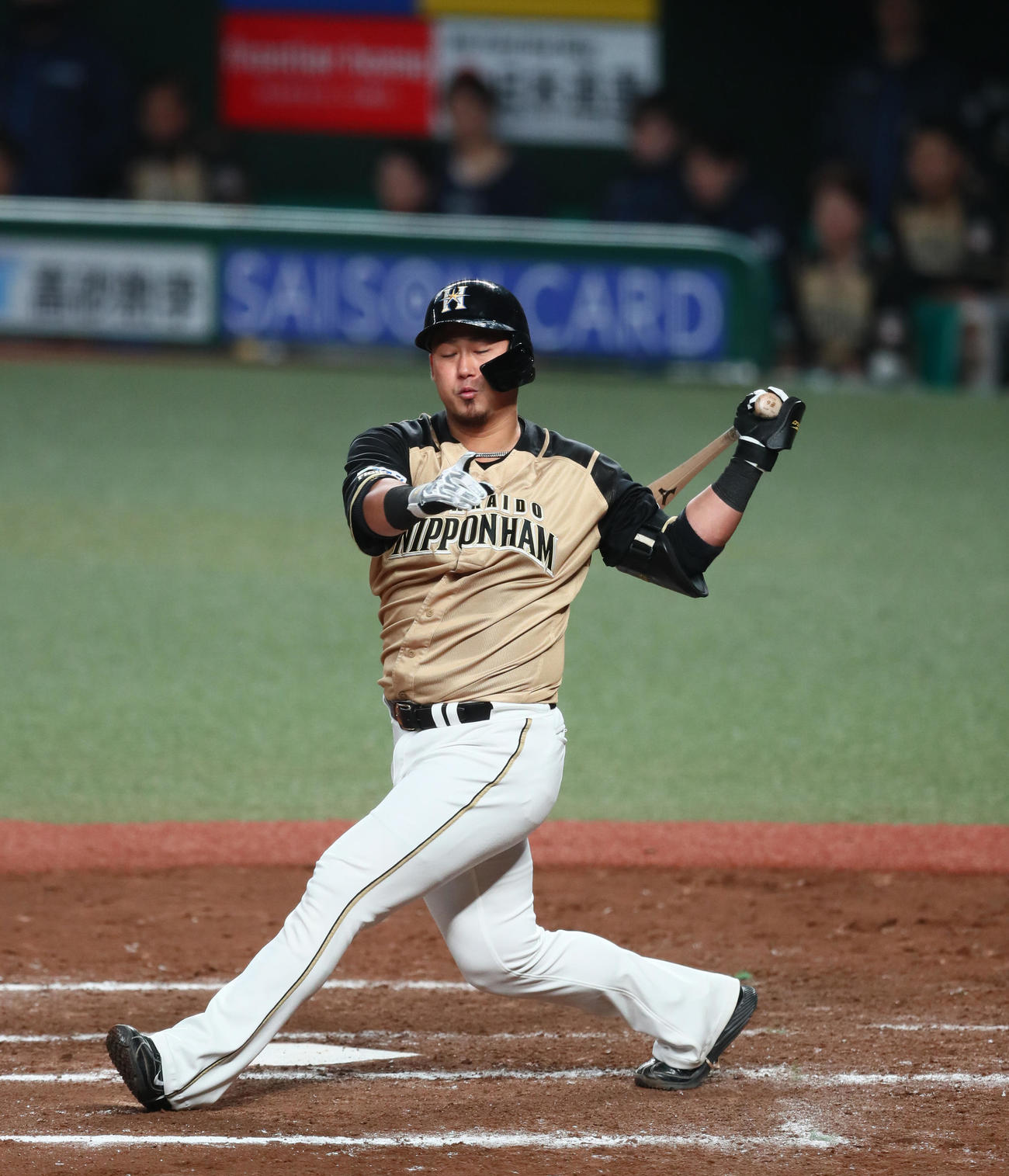 西武対日本ハム　9回表日本ハム1死、中田は空振り三振に倒れる（撮影・足立雅史）