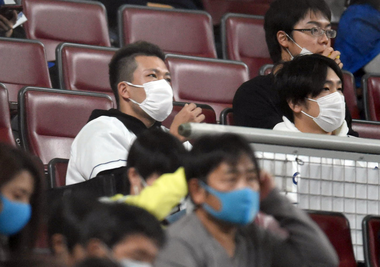 中日対ヤクルト　試合観戦に訪れた千賀滉大（撮影・森本幸一）
