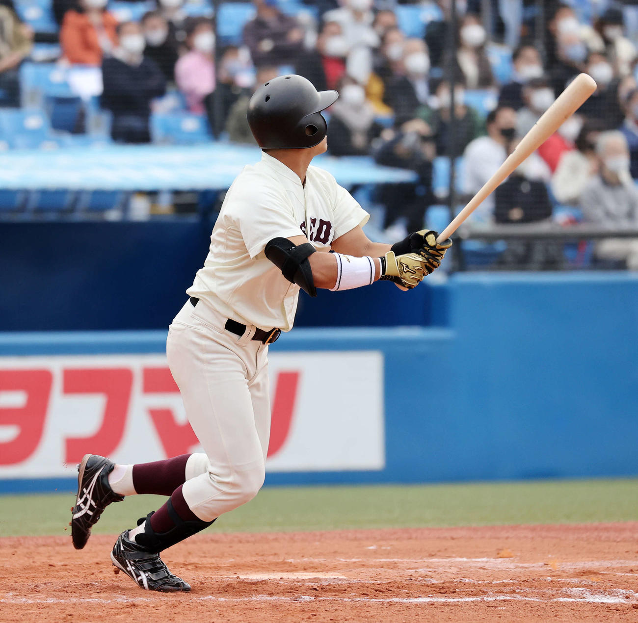 慶大対早大　7回裏早大1死一塁、蛭間は左越え本塁打を放つ（撮影・鈴木正人）