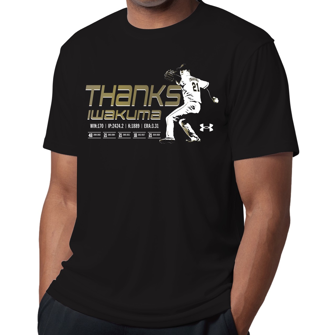 巨人岩隈の引退記念Tシャツ（球団提供）