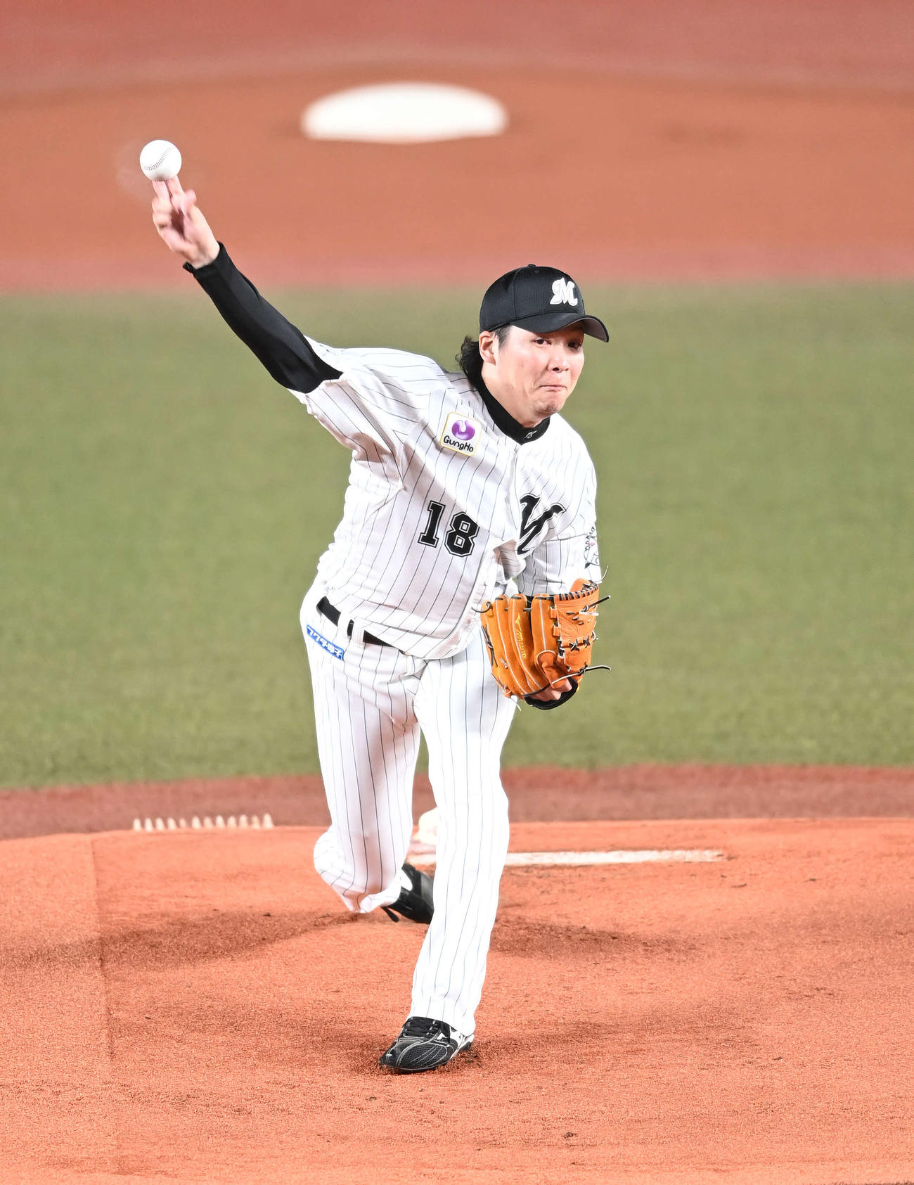 ロッテ対オリックス　先発し力投するロッテ二木（撮影・鈴木みどり）